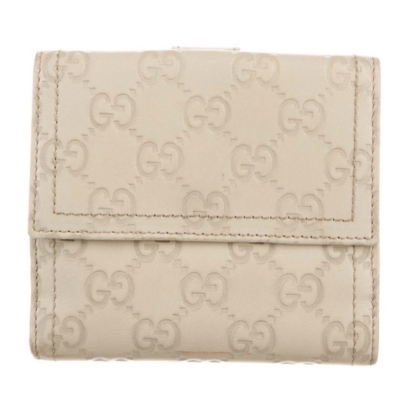 GUCCI Vintage -Cream GG Supreme Embossed Leather Wallet with Gold Emblem 💝 - Picture 2 of 3